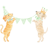 Preppy Birthday Pups with Banner Balloon Clipart