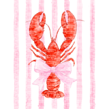 Preppy Lobster Pink Stripes PNG