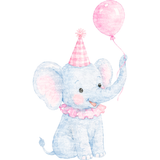 Preppy Cute Birthday Elephant with Balloon Clipart