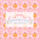 Pink & Orange Pumpkins & Bows Seamless Pattern