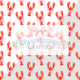 Preppy Lobster with a Pink Bow Seamless Pattern