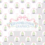 Preppy Christmas Trees with Presents on Stripe Background Seamless Pattern