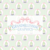 Preppy Christmas Trees with Presents on Stripe Background Seamless Pattern