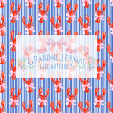 Preppy Lobster with a Pink Bow Seamless Pattern