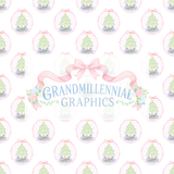 Preppy Christmas Trees with Presents on Stripe Background Seamless Pattern