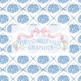 Blue Chinoiserie Pumpkins Seamless Pattern