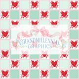 Watercolor Hearts Block Seamless Pattern