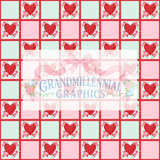 Watercolor Hearts Block Seamless Pattern