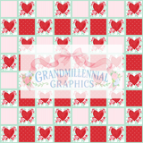 Watercolor Hearts Block Seamless Pattern