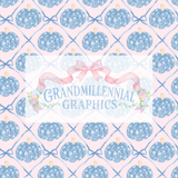 Blue Chinoiserie Pumpkins Seamless Pattern